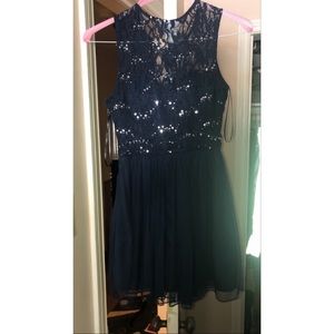 navy blue dress with a little silver.